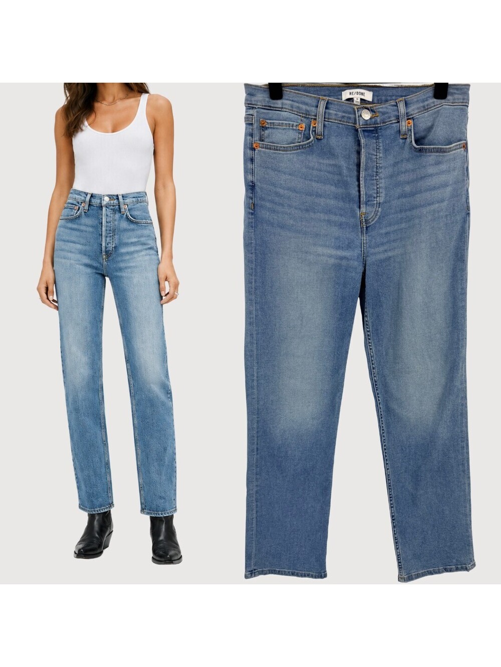 RE/DONE 70s Comfort Stretch High Rise Stove Pipe Jeans 29